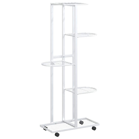 Vidaxl bloemenstandaard met wielen 5-laags 44x23x100 cm ijzer wit