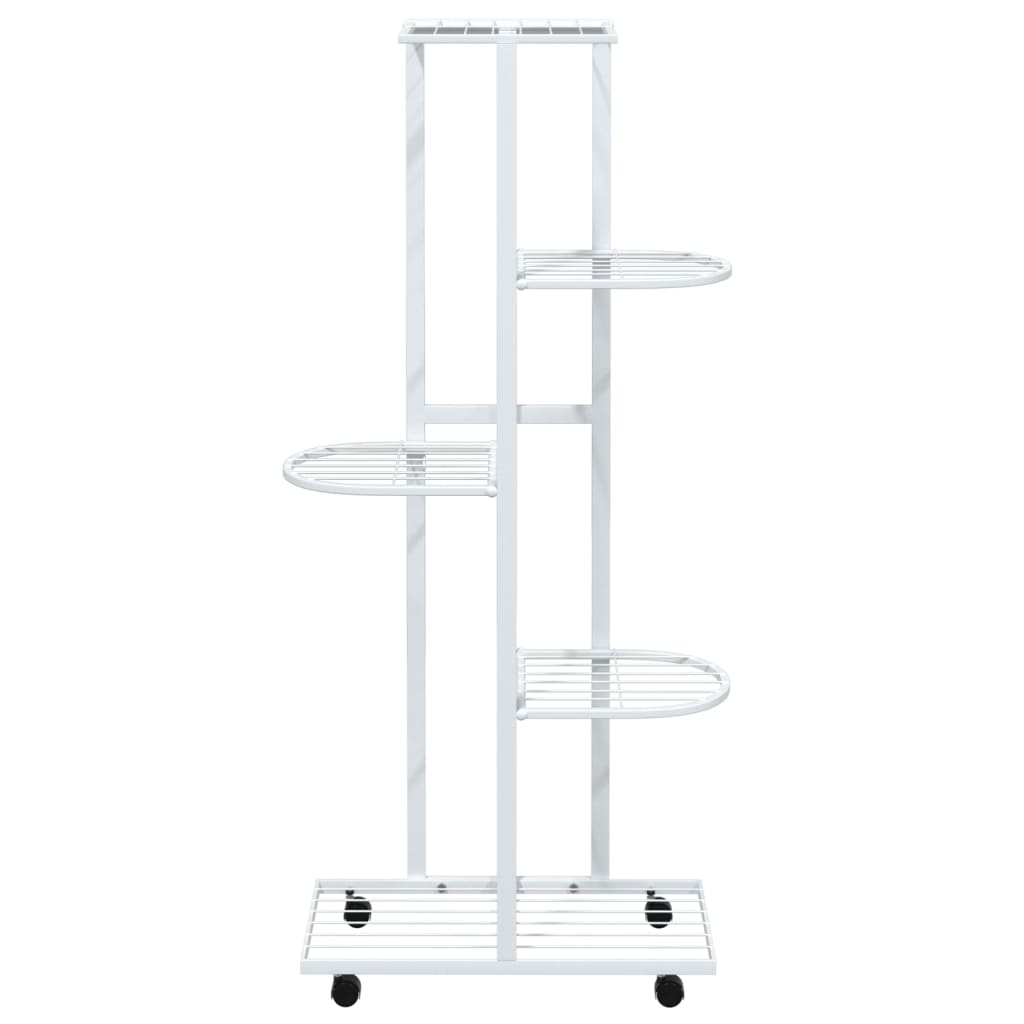 VidaXL Bloemenstandaard met wielen 5-laags 44x23x100 cm ijzer wit