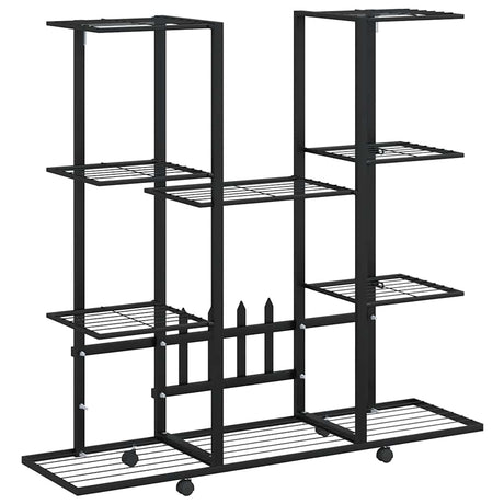 Vidaxl bloemenstandaard met wielen 94,5x24,5x91,5 cm ijzer zwart