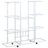Vidaxl bloemenstandaard met wielen 94,5x24,5x91,5 cm ijzer wit