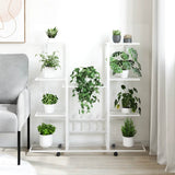 Vidaxl bloemenstandaard met wielen 94,5x24,5x91,5 cm ijzer wit