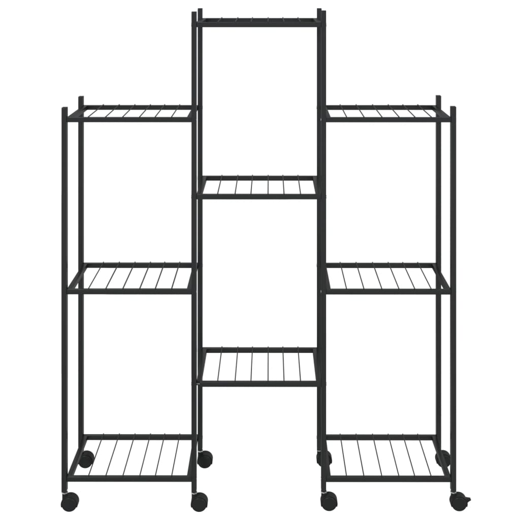 VidaXL Bloemenstandaard met wielen 83x25x103,5 cm ijzer zwart