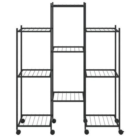 Vidaxl bloemenstandaard met wielen 83x25x103,5 cm ijzer zwart