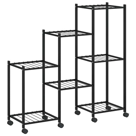 Vidaxl bloemenstandaard met wielen 83x25x83,5 cm ijzer zwart