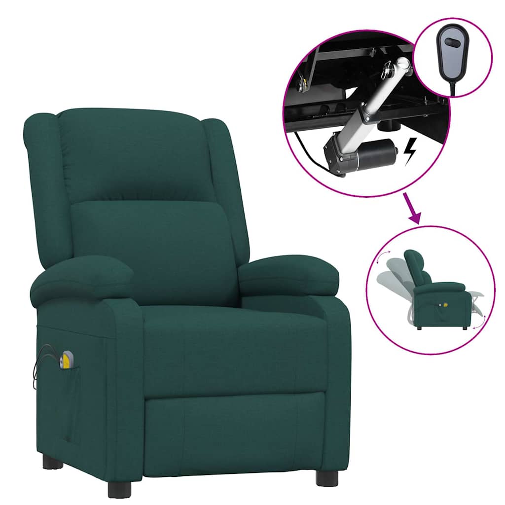 Vidaxl massagestoel elektrisch verstelbaar stof donkergroen