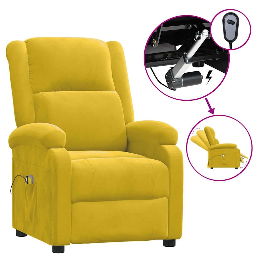 Vidaxl massagestoel elektrisch fluweel geel