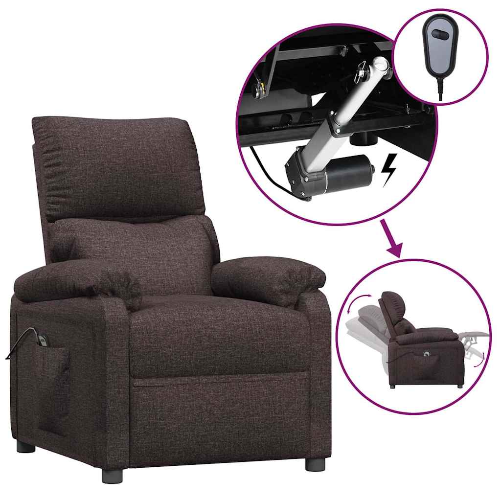 Vidaxl fauteuil verstelbaar elektrisch stof donkerbruin