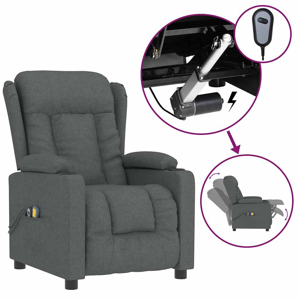 Vidaxl massagestoel elektrisch stof donkergrijs