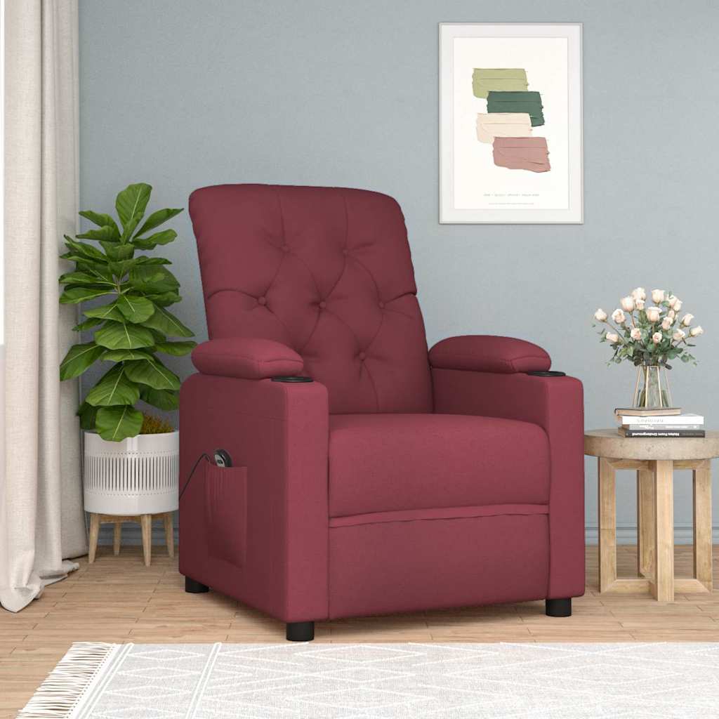 Vidaxl fauteuil verstelbaar elektrisch stof wijnrood
