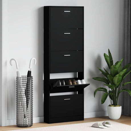 Vidaxl schoenenkast 59x17x169 cm bewerkt hout zwart