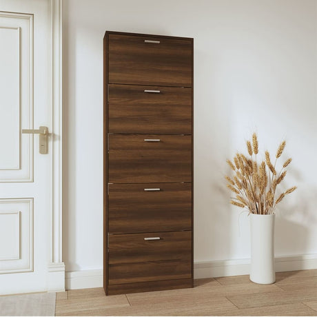 Vidaxl schoenenkast 59x17x169 cm bewerkt hout bruin eikenkleur