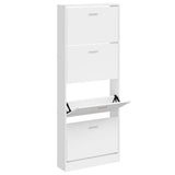 Vidaxl schoenenkast 59x17x150 cm bewerkt hout hoogglans wit