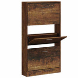 Vidaxl schoenenkast 59x17x108 cm bewerkt hout gerookt eikenkleurig
