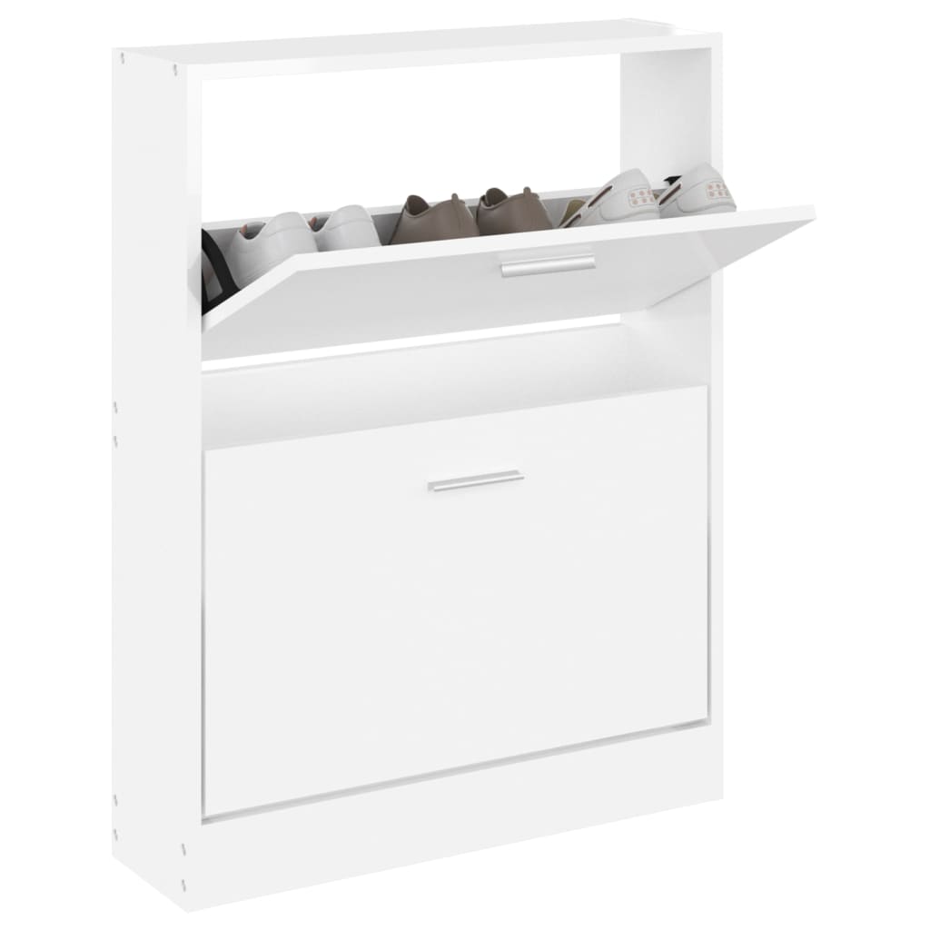 Vidaxl schoenenkast 59x17x81 cm bewerkt hout hoogglans wit