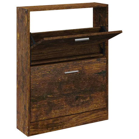 Vidaxl schoenenkast 59x17x81 cm bewerkt hout gerookt eikenkleurig