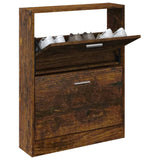 Vidaxl schoenenkast 59x17x81 cm bewerkt hout gerookt eikenkleurig