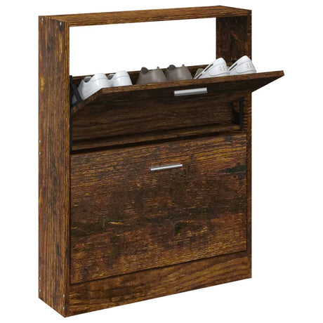 Vidaxl schoenenkast 59x17x81 cm bewerkt hout gerookt eikenkleurig