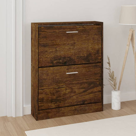 Vidaxl schoenenkast 59x17x81 cm bewerkt hout gerookt eikenkleurig