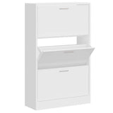 Vidaxl schoenenkast 63x24x103 cm bewerkt hout hoogglans wit