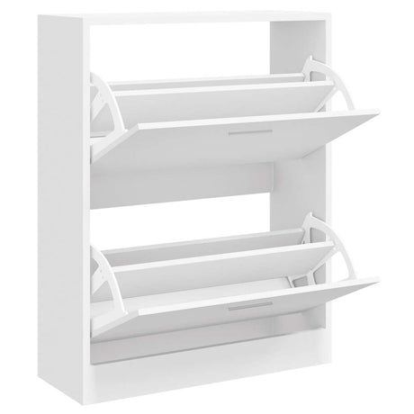 Vidaxl schoenenkast 63x24x81 cm bewerkt hout hoogglans wit