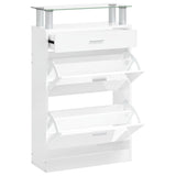 Vidaxl schoenenkast 63x24x104 cm bewerkt hout hoogglans wit
