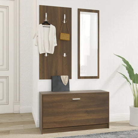 Vidaxl schoenenkastset 3-in-1 bewerkt hout bruineiken