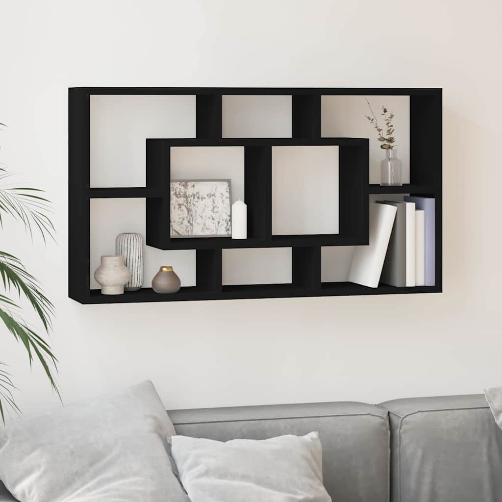 Vidaxl wandschap 8 vakken zwart