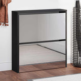 Vidaxl schoenenkast met spiegel 2-laags 63x17x67 cm zwart