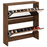 Vidaxl schoenenkast met spiegel 2-laags 63x17x67 cm bruineiken