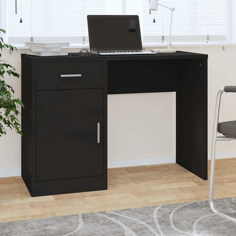 Vidaxl bureau met kast en lade 100x40x73 cm bewerkt hout zwart