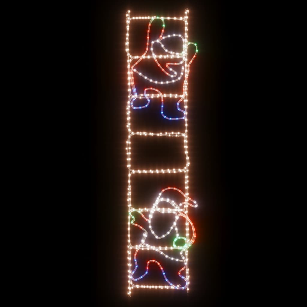 Vidaxl kerstfiguur kerstman op ladder opvouwbaar 552 led's 50x200 cm