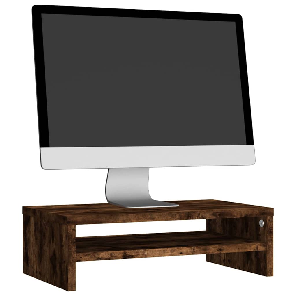 Vidaxl monitorstandaard 42x24x13 cm bewerkt hout gerookt eikenkleurig