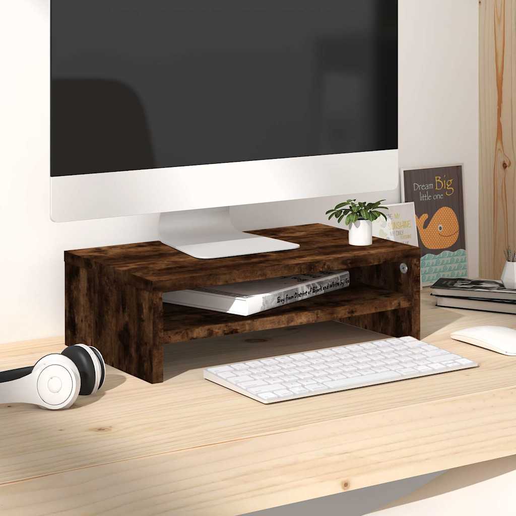 Vidaxl monitorstandaard 42x24x13 cm bewerkt hout gerookt eikenkleurig