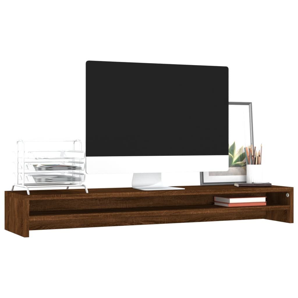 VidaXL Monitorstandaard 100x24x13 cm bewerkt hout bruin eikenkleur