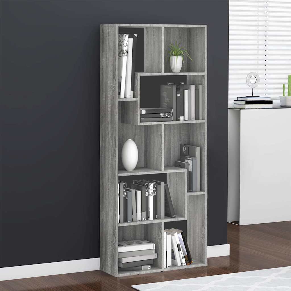 Vidaxl boekenkast 67x24x161 cm bewerkt hout grijs sonoma eikenkleurig