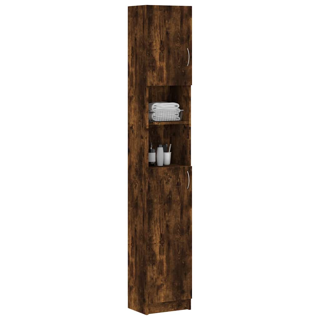 Vidaxl badkamerkast 32x25,5x190 cm bewerkt hout gerookt eikenkleurig