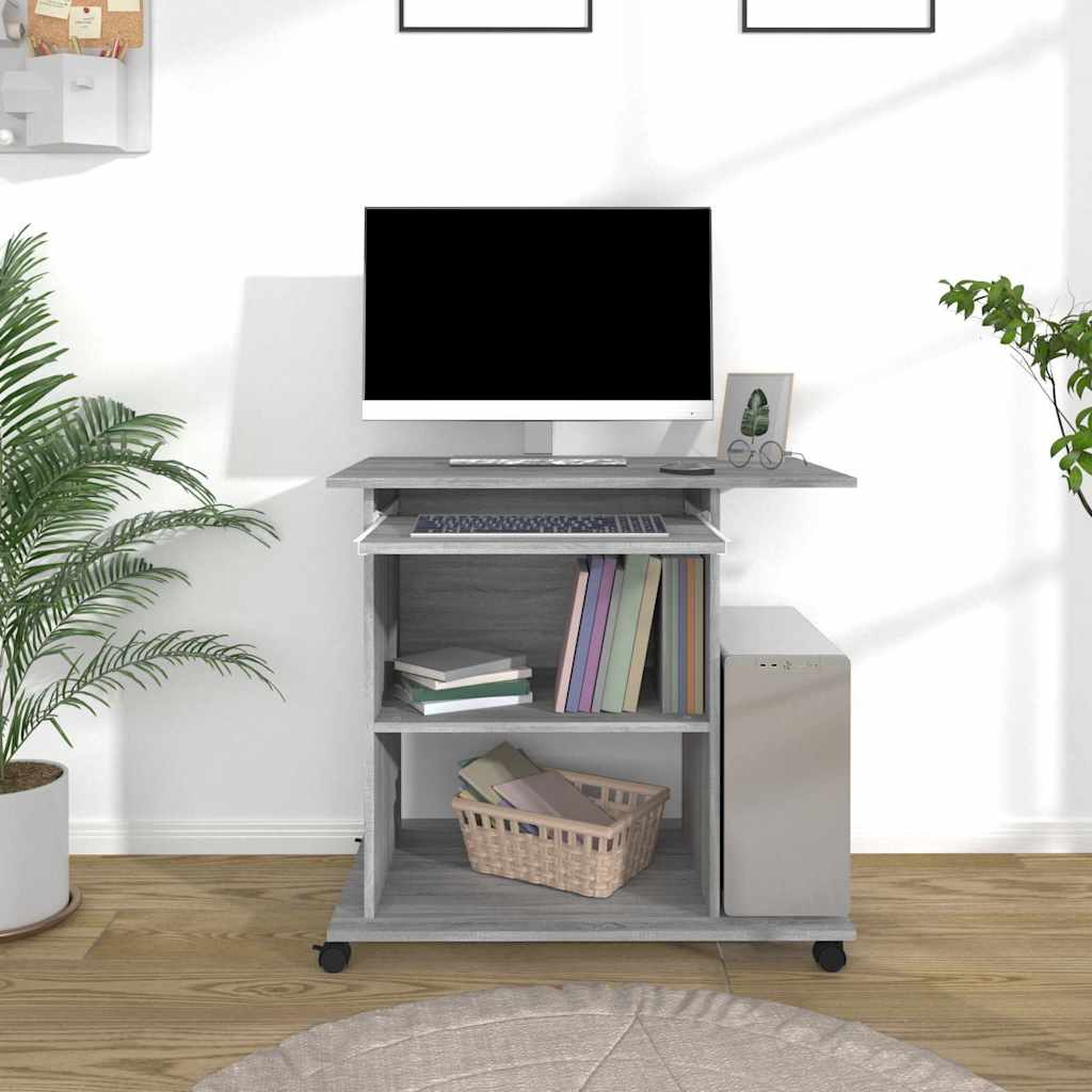 Vidaxl computerbureau 80x50x75 cm bewerkt hout grijs sonoma eikenkleur