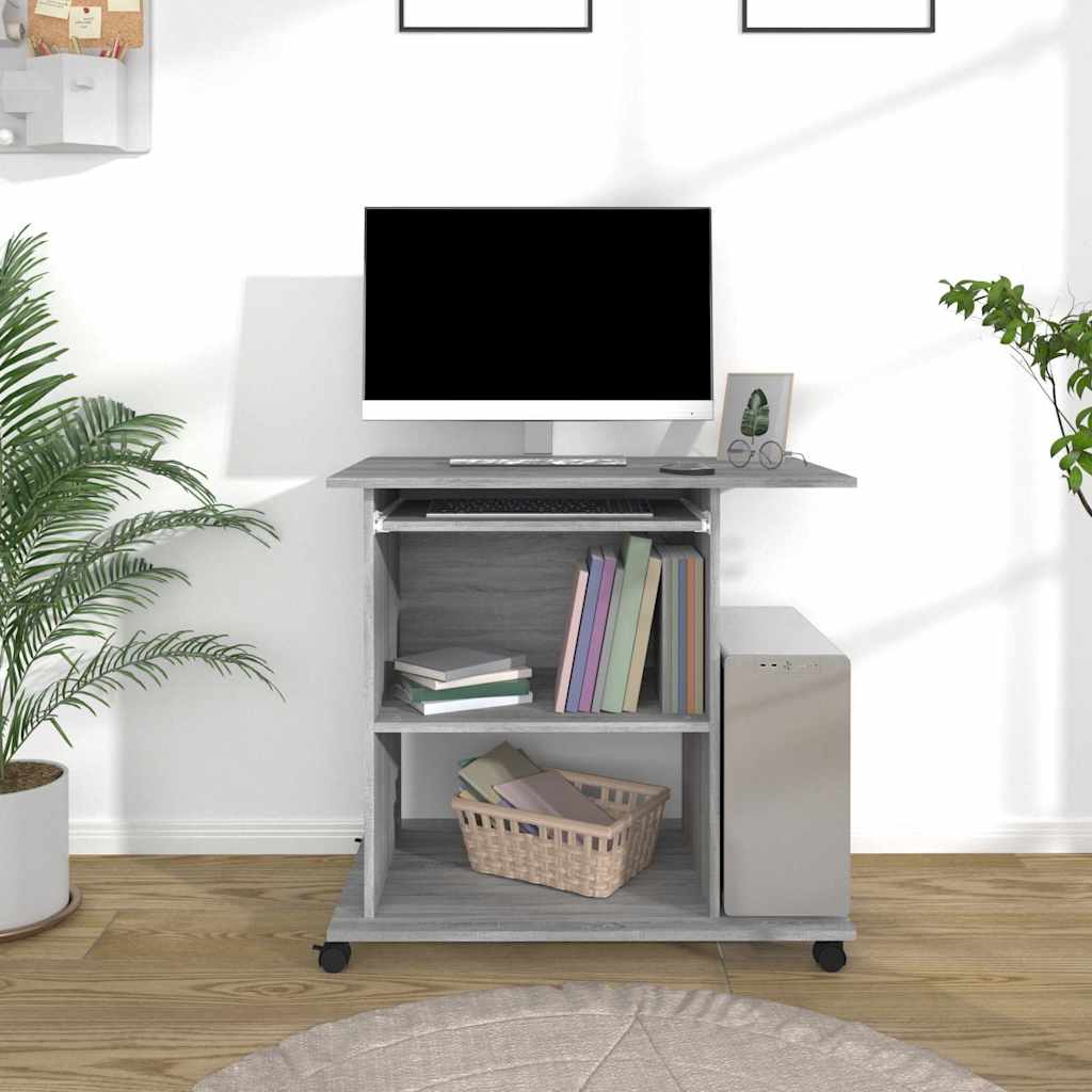 Vidaxl computerbureau 80x50x75 cm bewerkt hout grijs sonoma eikenkleur