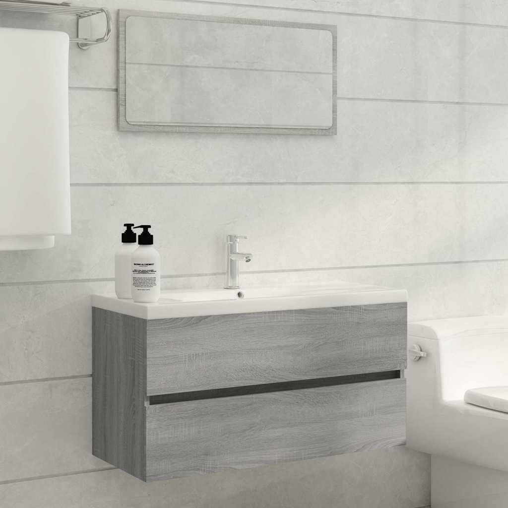Vidaxl wastafelkast 90x38,5x45 cm bewerkt hout grijs sonoma eikenkleur