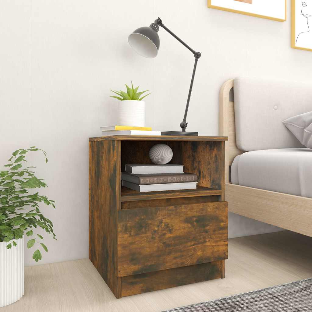Vidaxl nachtkastjes 2 st 40x40x50 cm bewerkt hout gerookt eikenkleurig