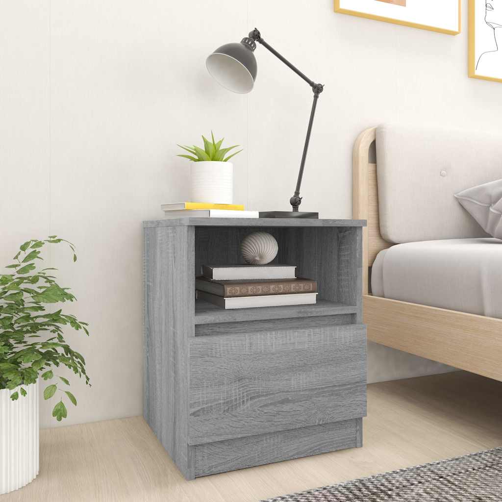 Vidaxl nachtkastje 40x40x50 cm bewerkt hout grijs sonoma eikenkleurig