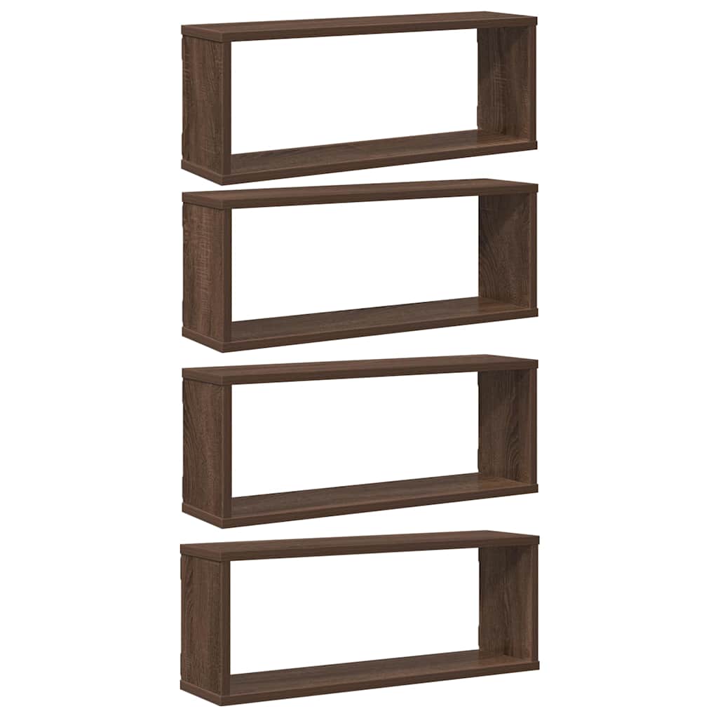 Vidaxl wandschappen kubus 4 st 60x15x23 cm bewerkt hout bruin eiken
