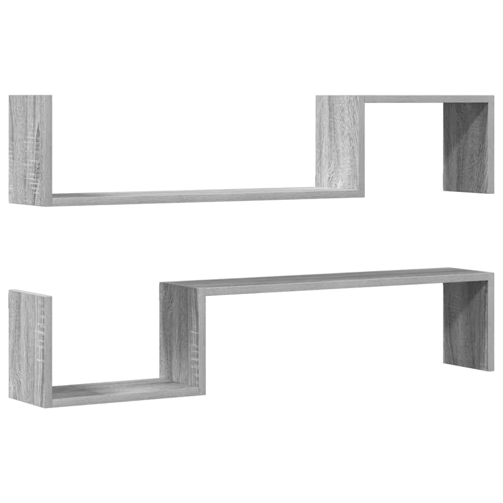Vidaxl wandschappen 2 st 100x15x20 cm bewerkt hout grijs sonoma eiken