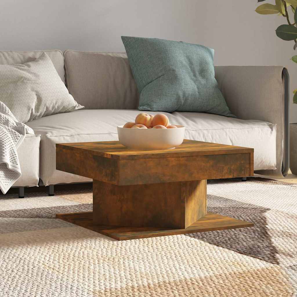Vidaxl salontafel 57x57x30 cm bewerkt hout gerookt eikenkleurig
