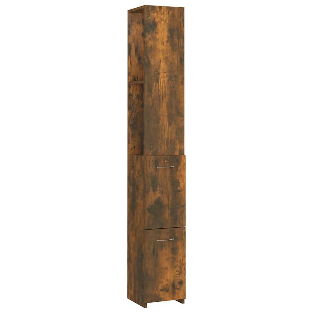 Vidaxl badkamerkast 25x26,5x170 cm bewerkt hout gerookt eikenkleurig