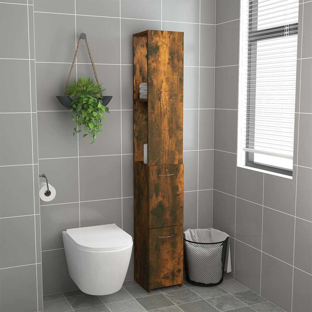 Vidaxl badkamerkast 25x26,5x170 cm bewerkt hout gerookt eikenkleurig