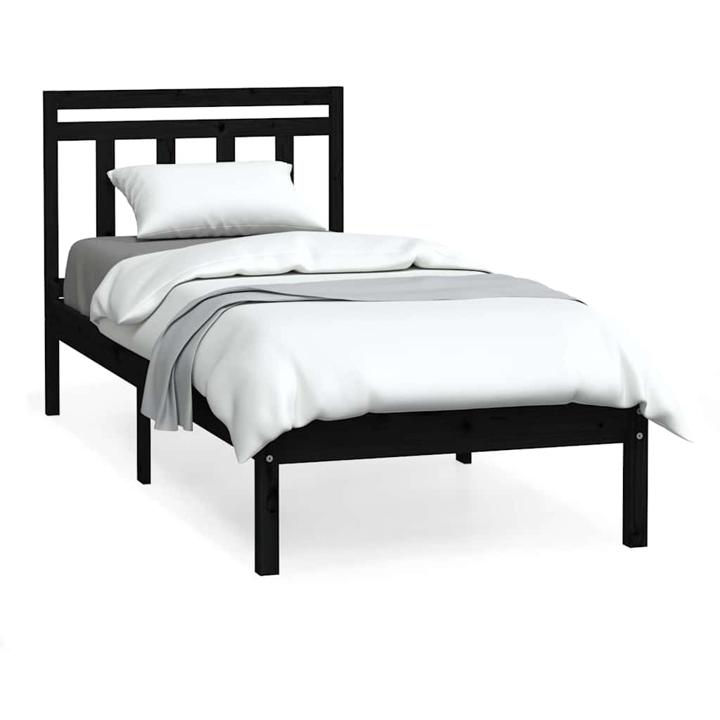 Vidaxl bedframe massief hout zwart 75x190 cm