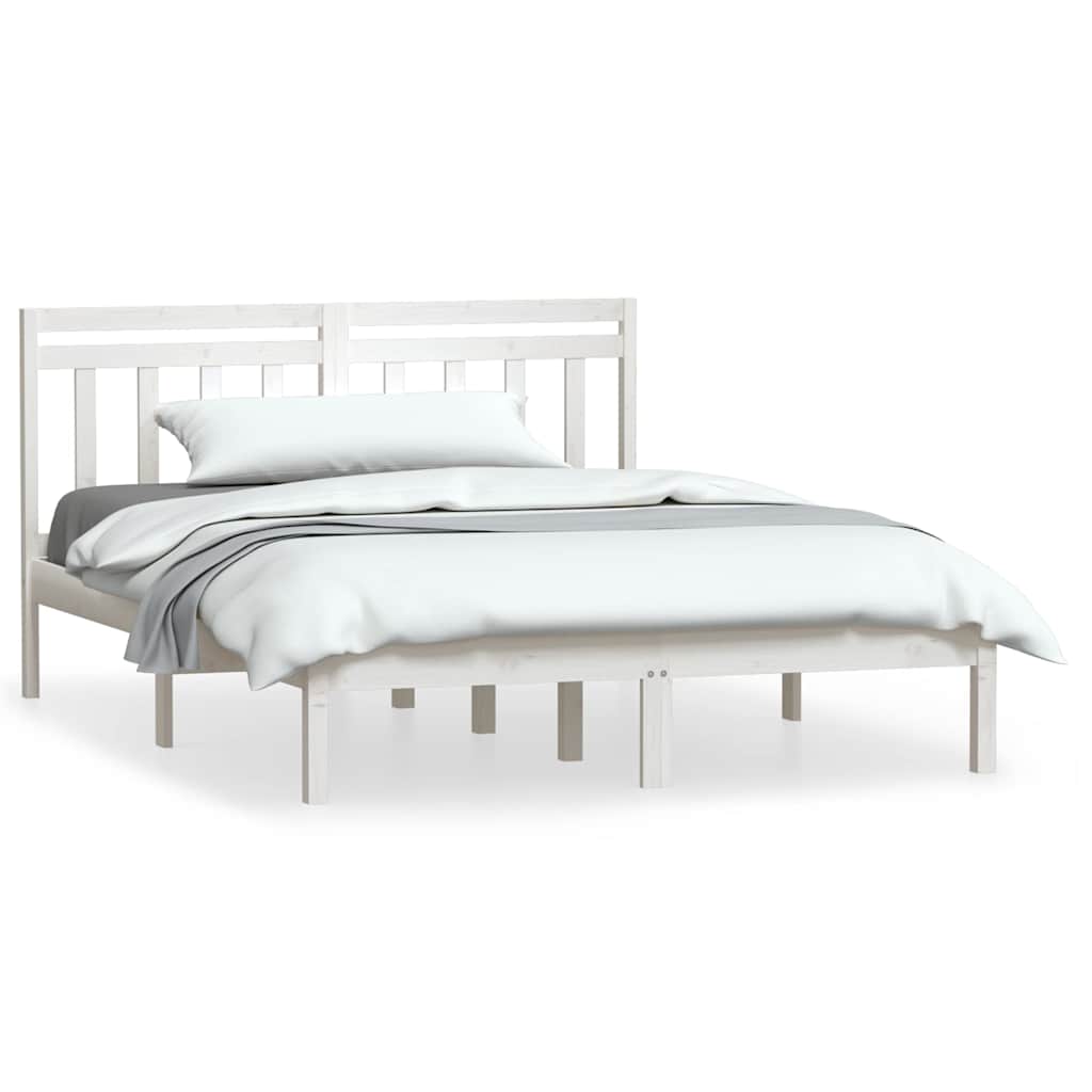 Vidaxl bedframe massief hout wit 150x200 cm