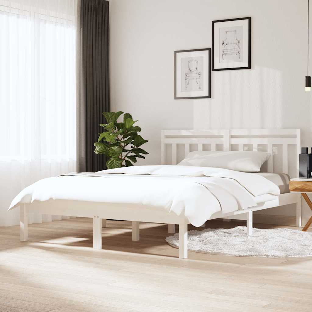 Vidaxl bedframe massief hout wit 150x200 cm