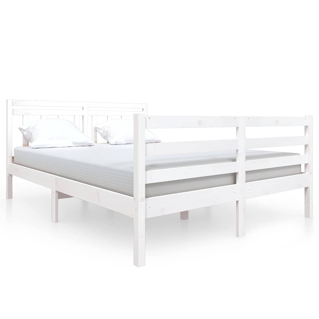 Vidaxl bedframe massief hout wit 135x190 cm